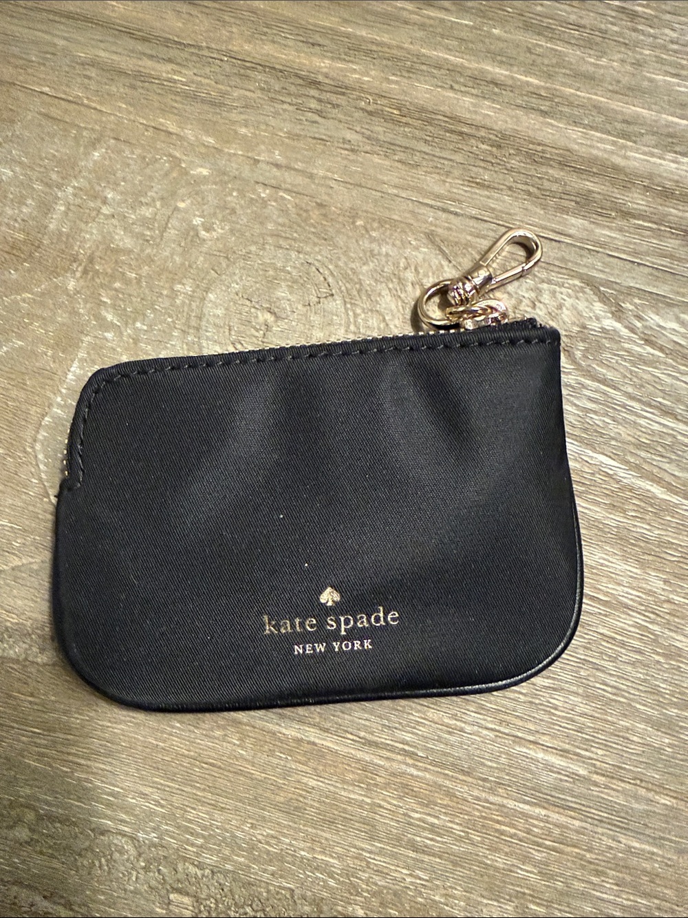 NWOT kate spade Black Zip Key Coin Pouch with Gold Hardware